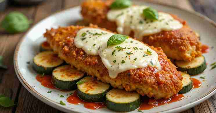 Chicken Parmesan Crusted Zucchini recipe